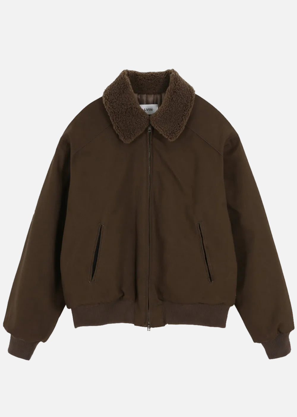 SHEARLING COLLAR BANDING JACKET_BROWN