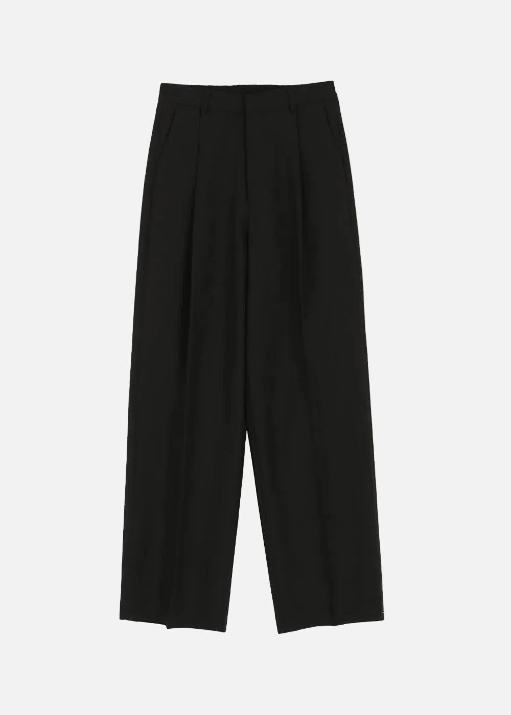 WIDE PIN TUCK SPAN PANTS_BLACK