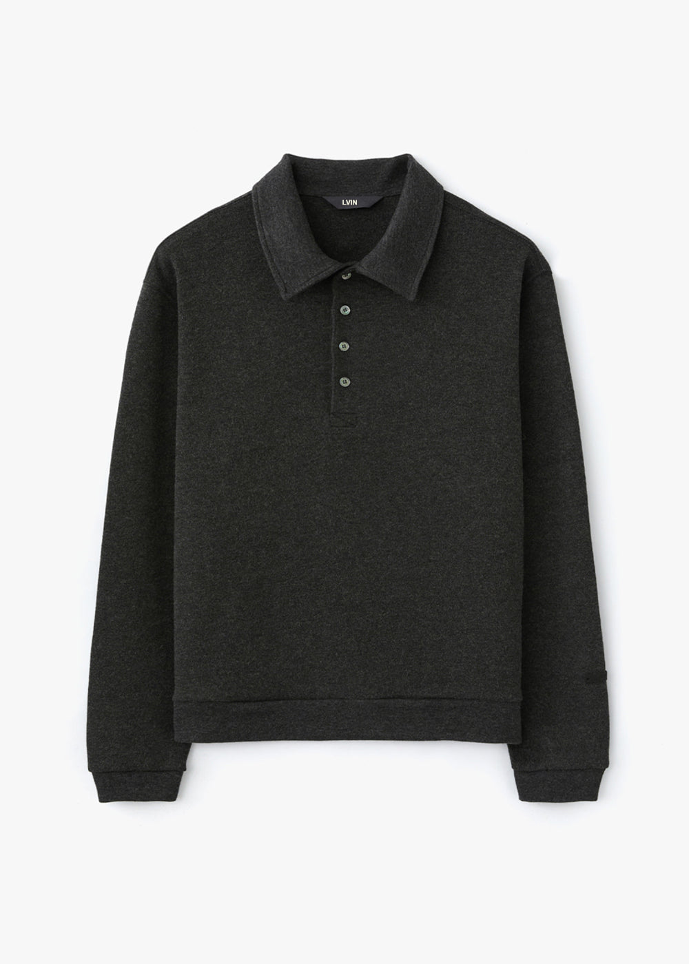 ANGORA COTTON COLLAR TOP_CHARCOAL