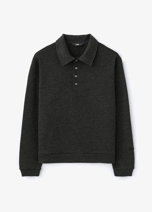 ANGORA COTTON COLLAR TOP_CHARCOAL