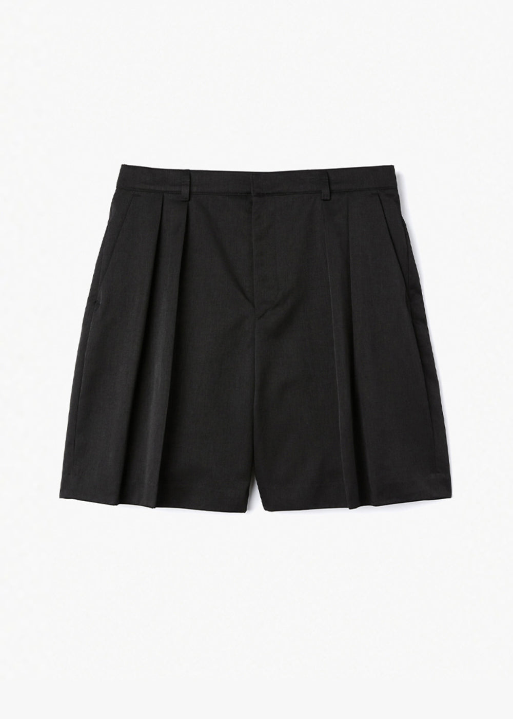 CLASSIC TWO TUCKED HALF SLACKS_BLACK