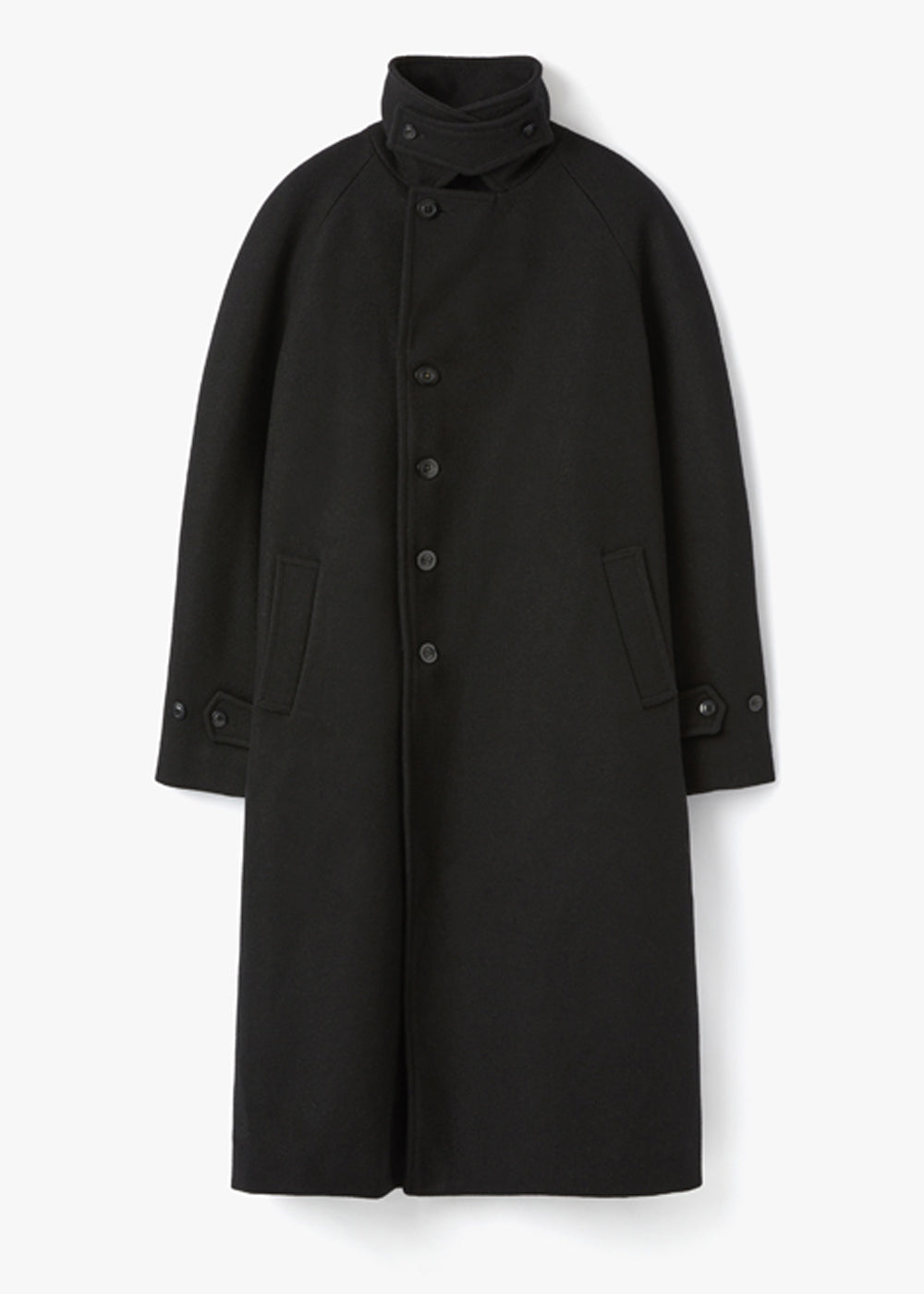 HIGH NECK WOOL LONG COAT_BLACK