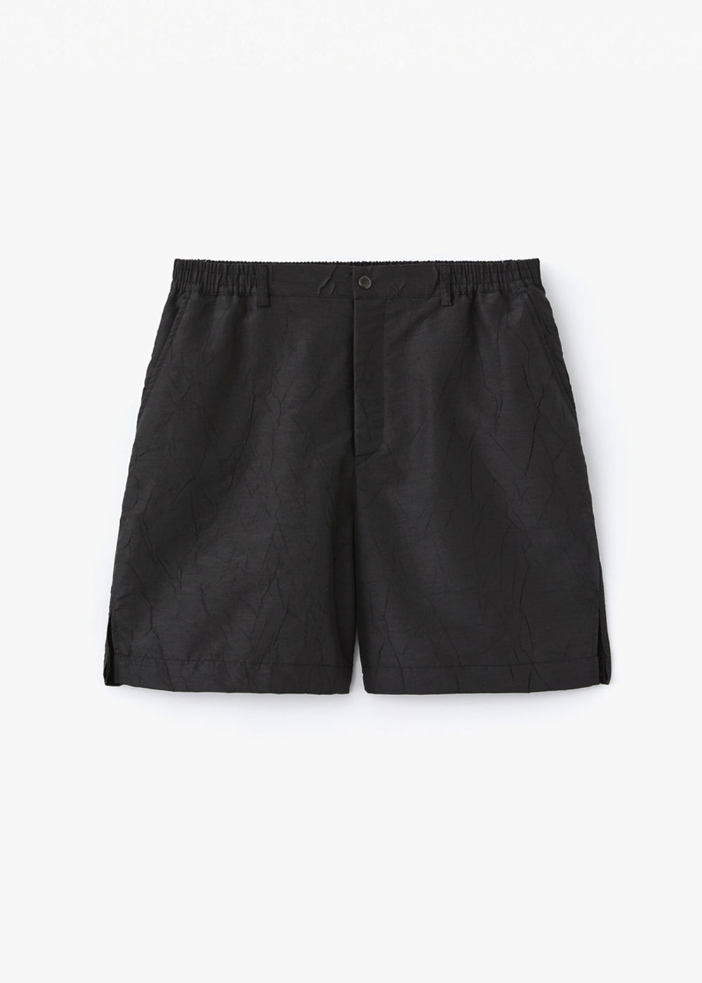 CRINKLE TEXTURED HALF PANTS_BLACK
