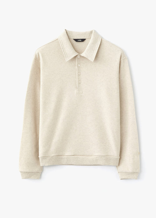 ANGORA COTTON COLLAR TOP_LIGHT BEIGE