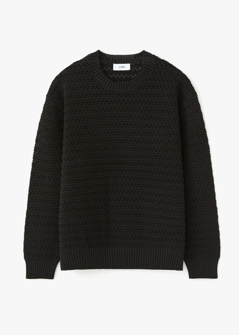 EYELET KNITTED SWEATER_BLACK