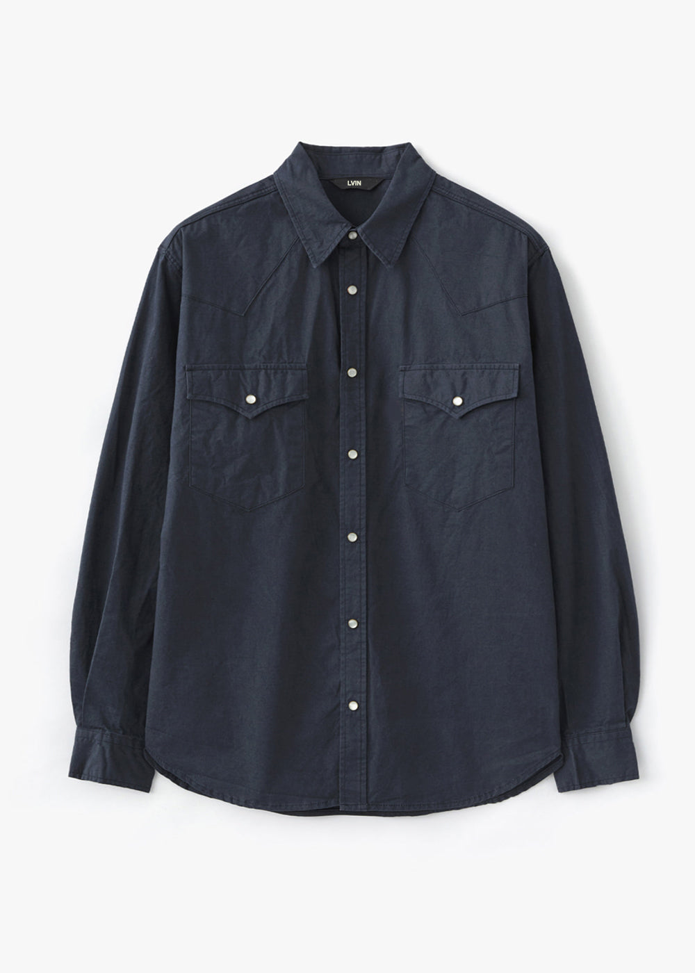 COTTON LONG SLEEVE WESTERN SHIRT_NAVY