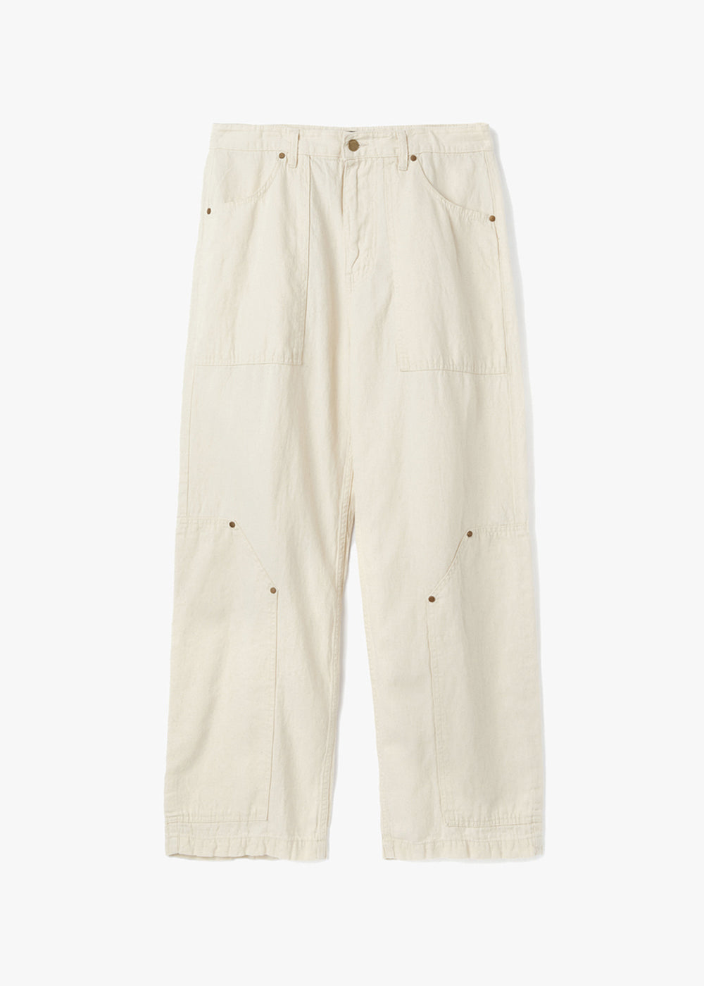 RIVET POINTED LINEN DENIM PANTS_NATURAL