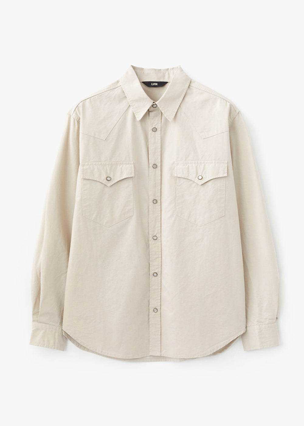 COTTON LONG SLEEVE WESTERN SHIRT_CREAM