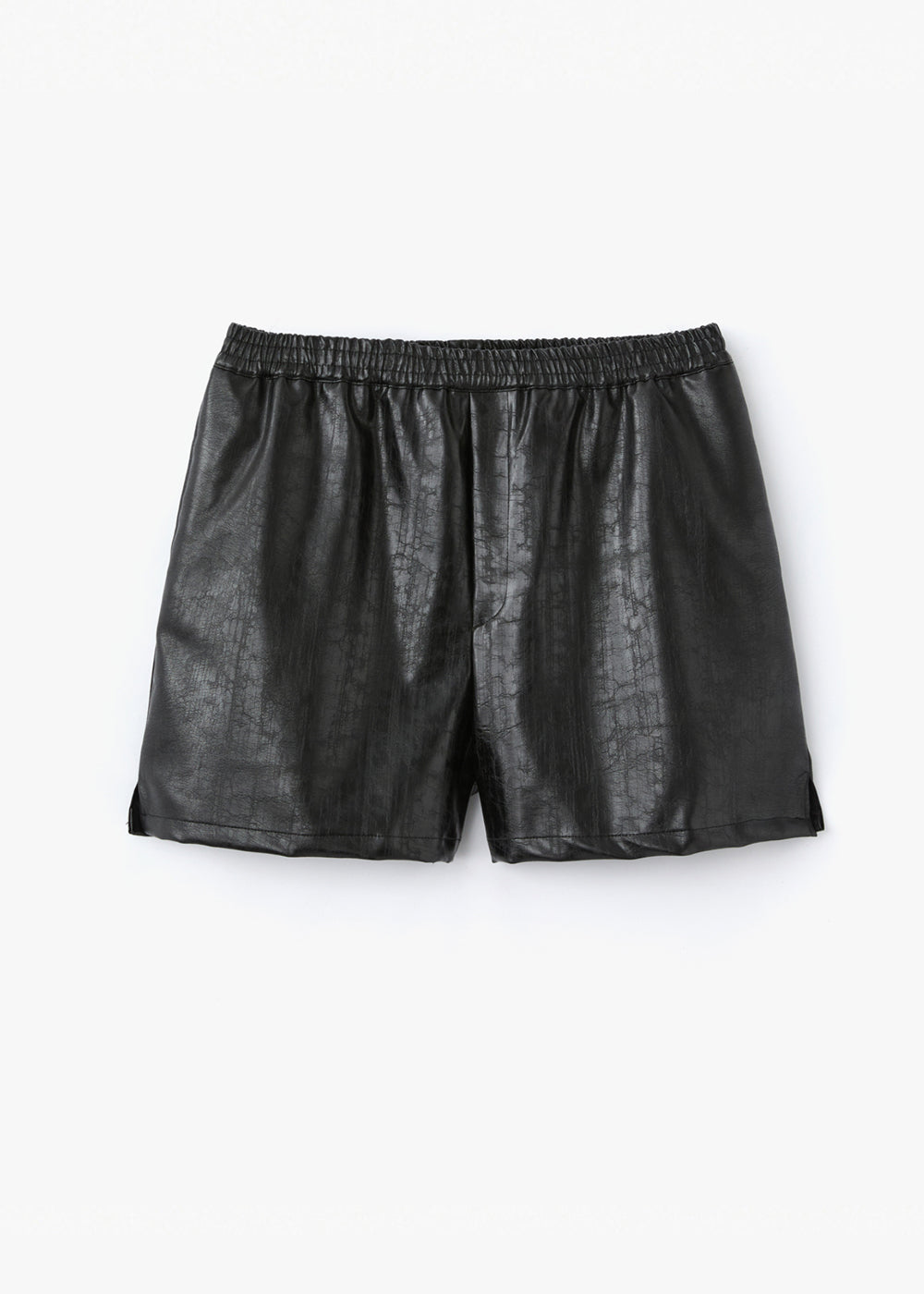 VEGAN LEATHER SHORT PANTS_BLACK