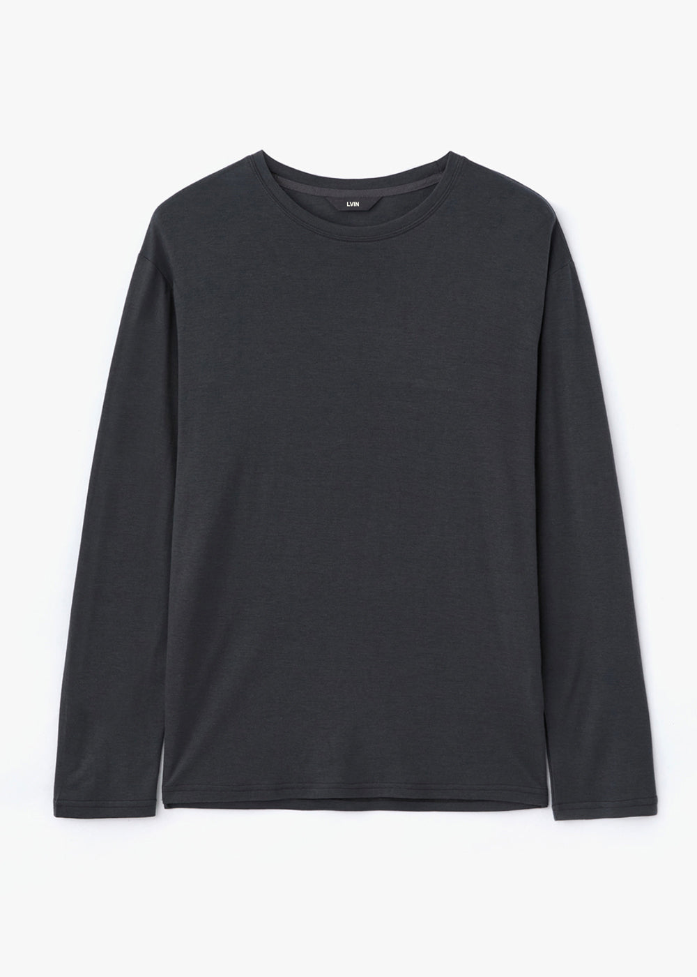 WOOL BLEND LONG SLEEVE T_CHARCOAL