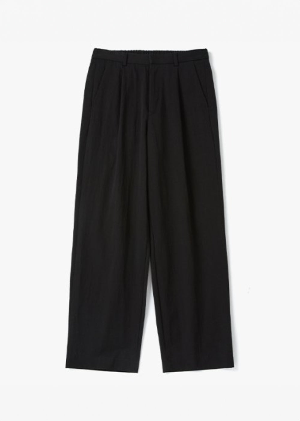 SILKET COTTON PIN TUCK PANTS_BLACK