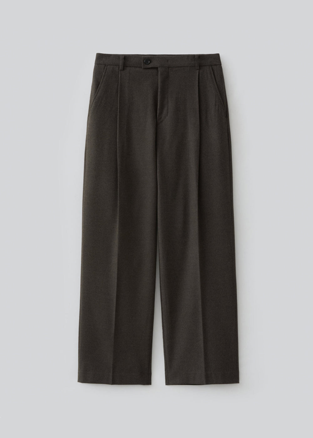 Tailored Single-Tuck Wool Trousers_ Brown