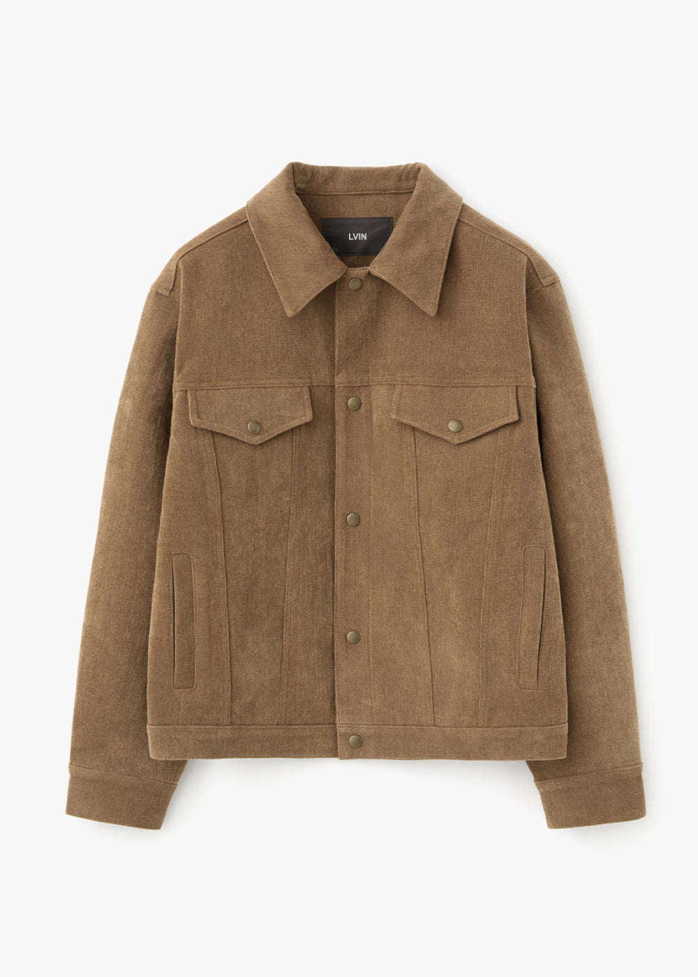 CORDUROY SNAP BUTTON JACKET_BROWN