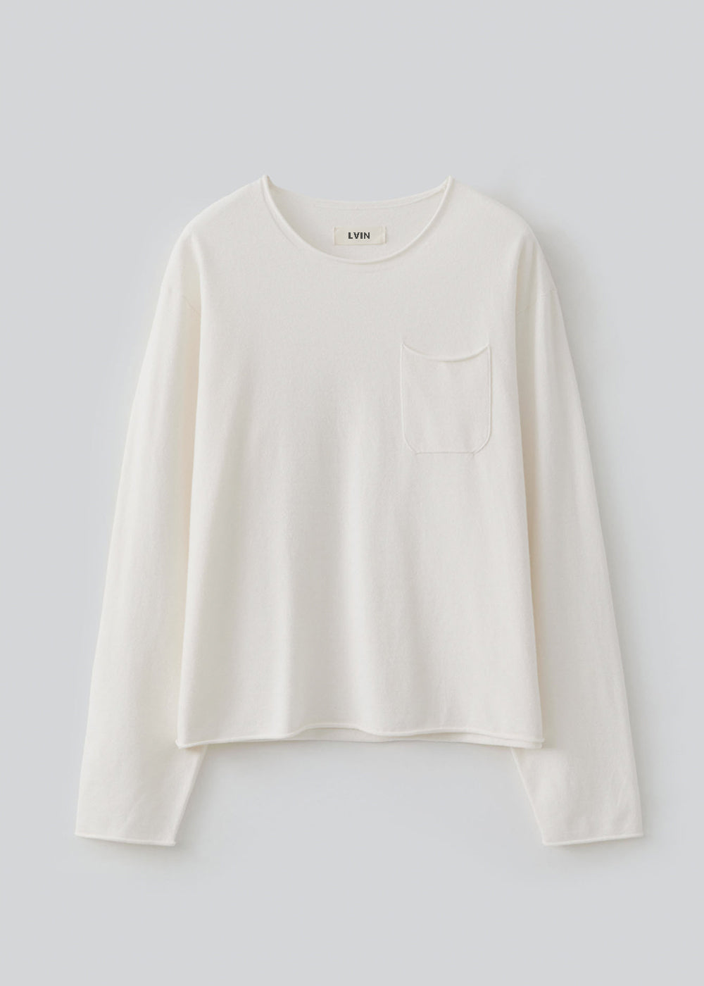Single-Pocket Fine Pullover_ Ivory