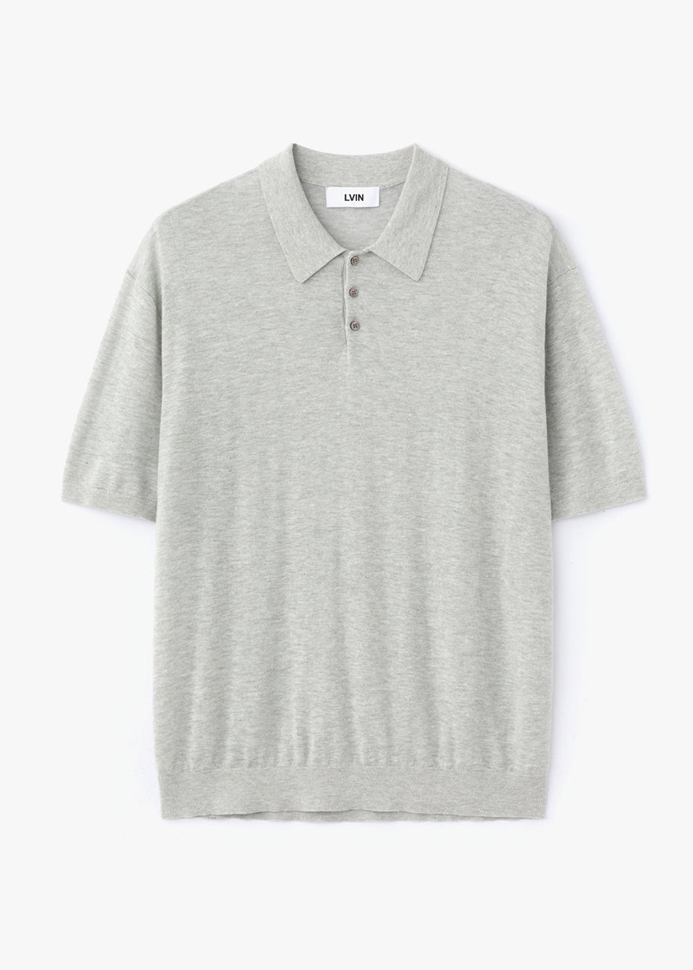 LINEN KNITTED POLO SHIRT_LIGHT GREY