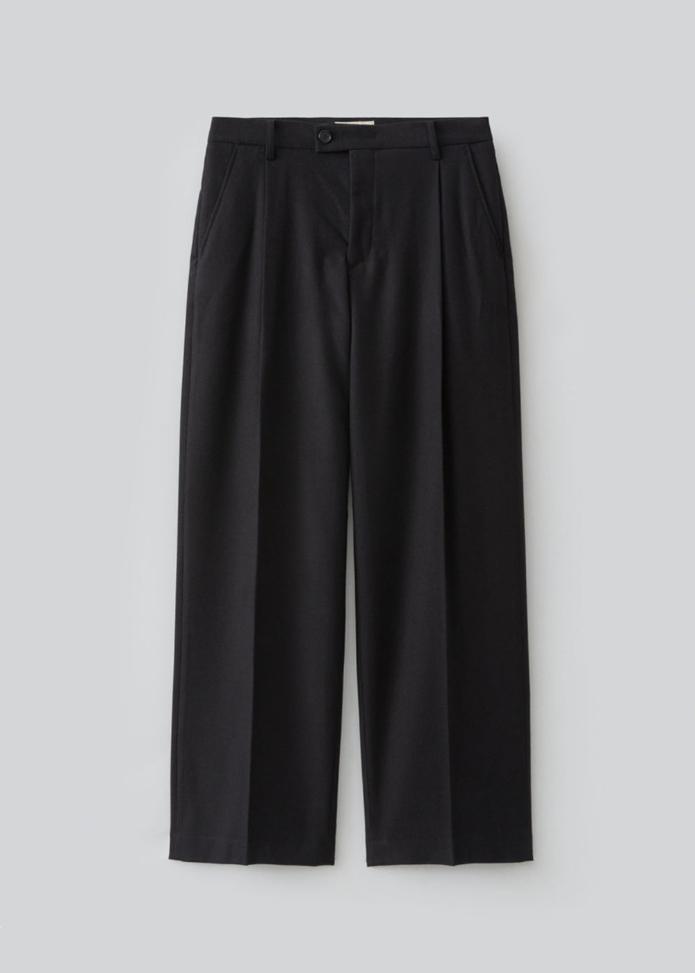Tailored Single-Tuck Wool Trousers_ Black