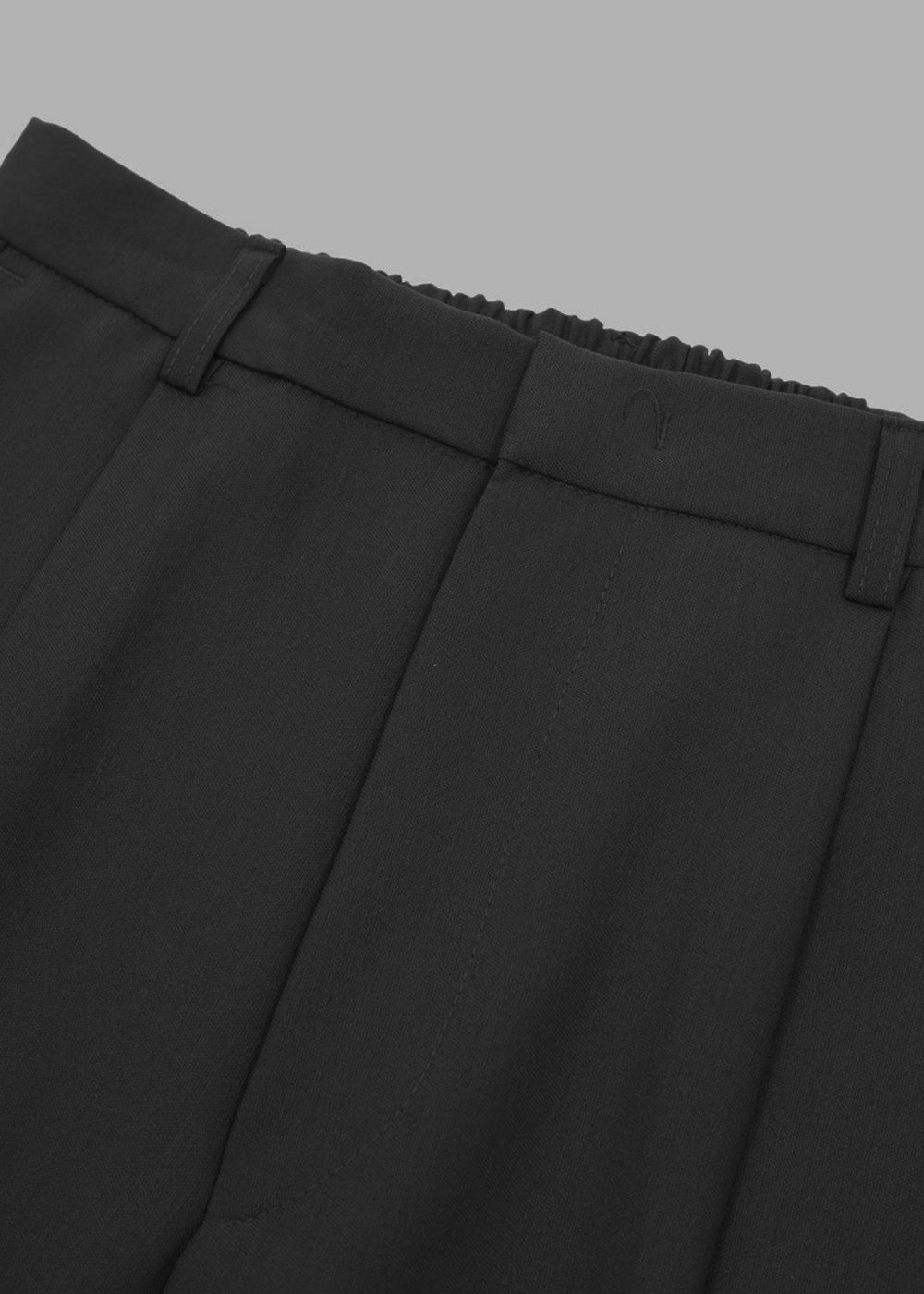 WIDE PIN TUCK SPAN PANTS_BLACK