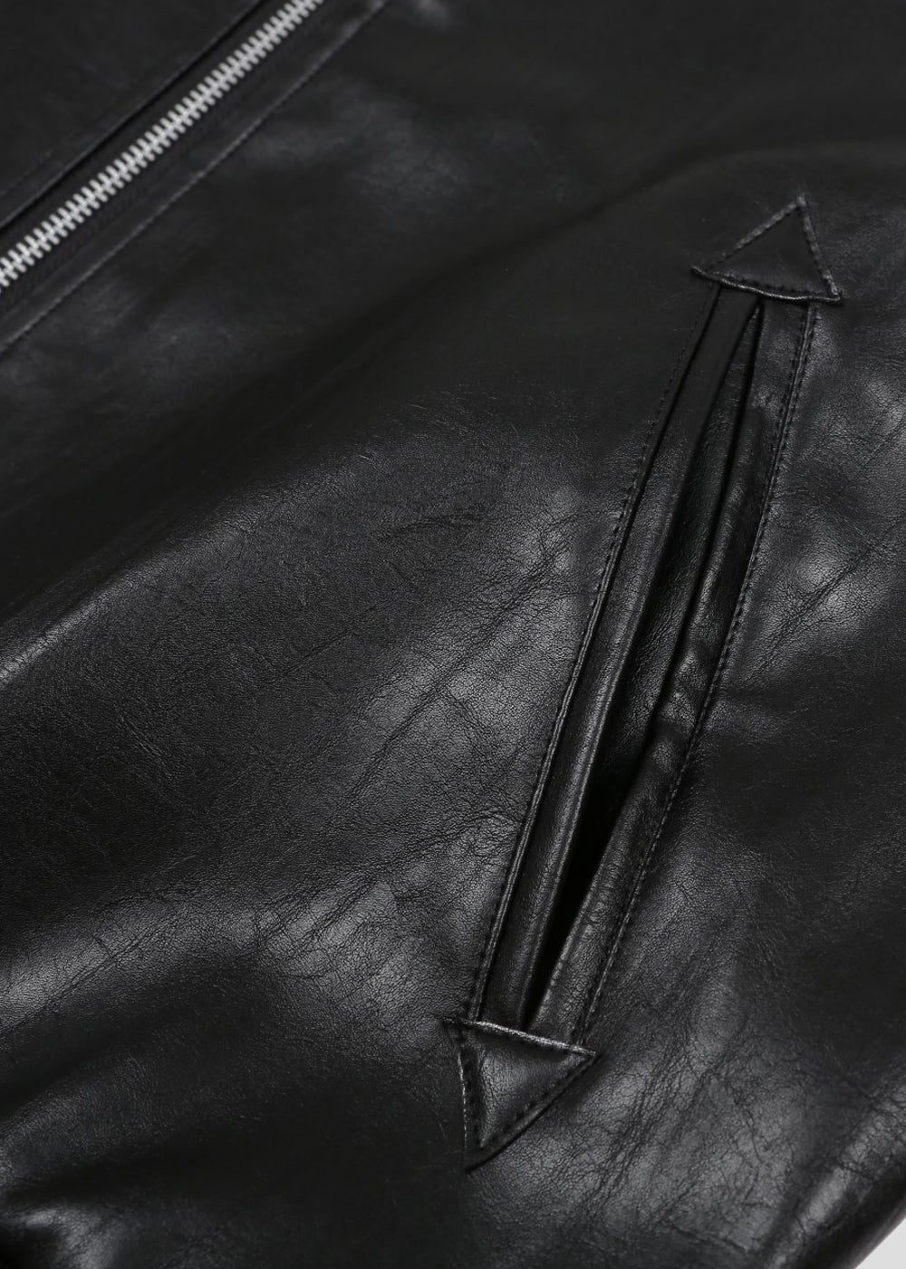 VEGAN LEATHER KNIT BAND JACKET_BLACK