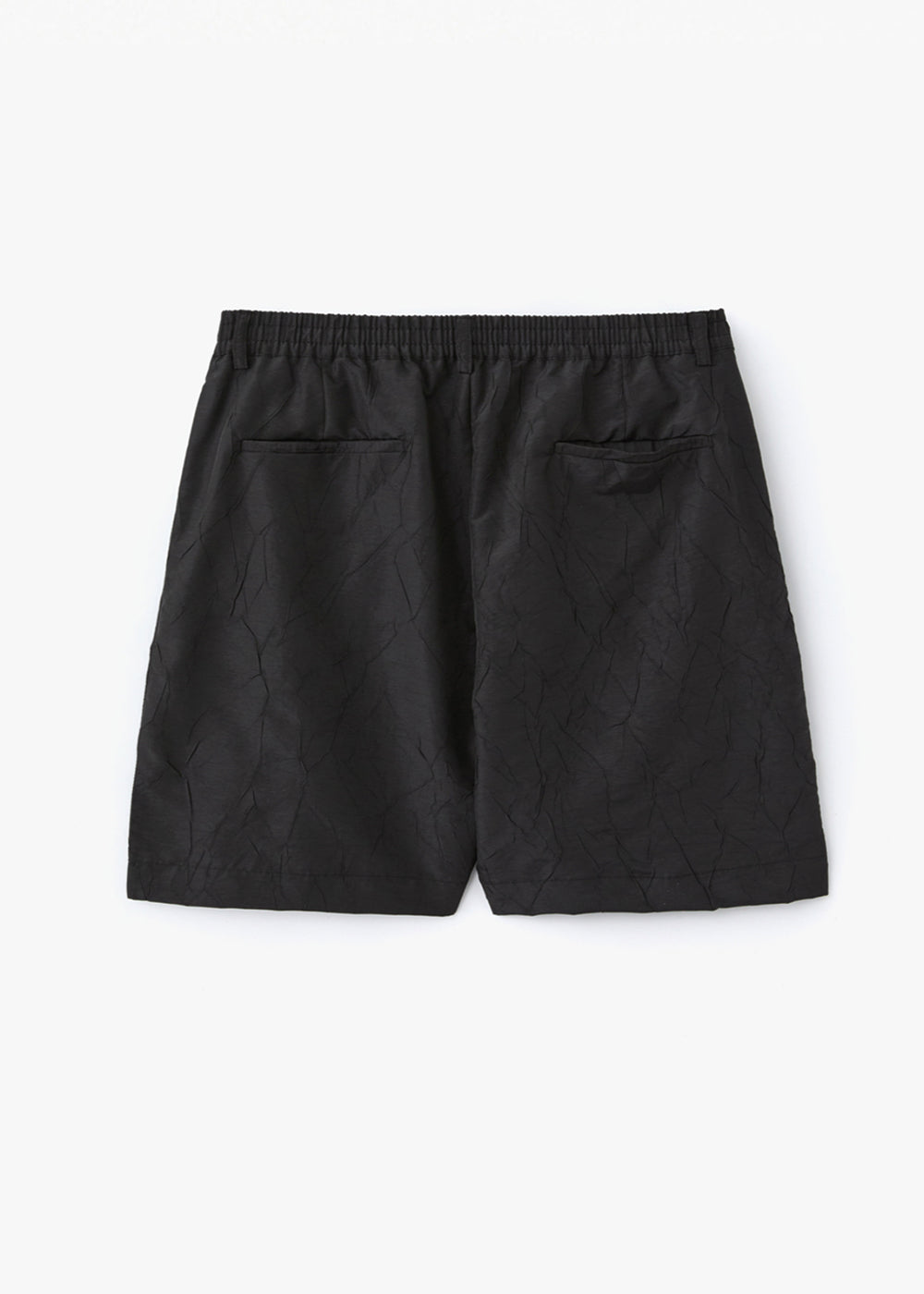 CRINKLE TEXTURED HALF PANTS_BLACK