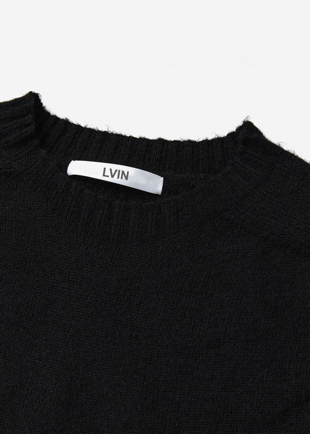 WHOLEGARMENT WOOL ROUND SWEATER_BLACK