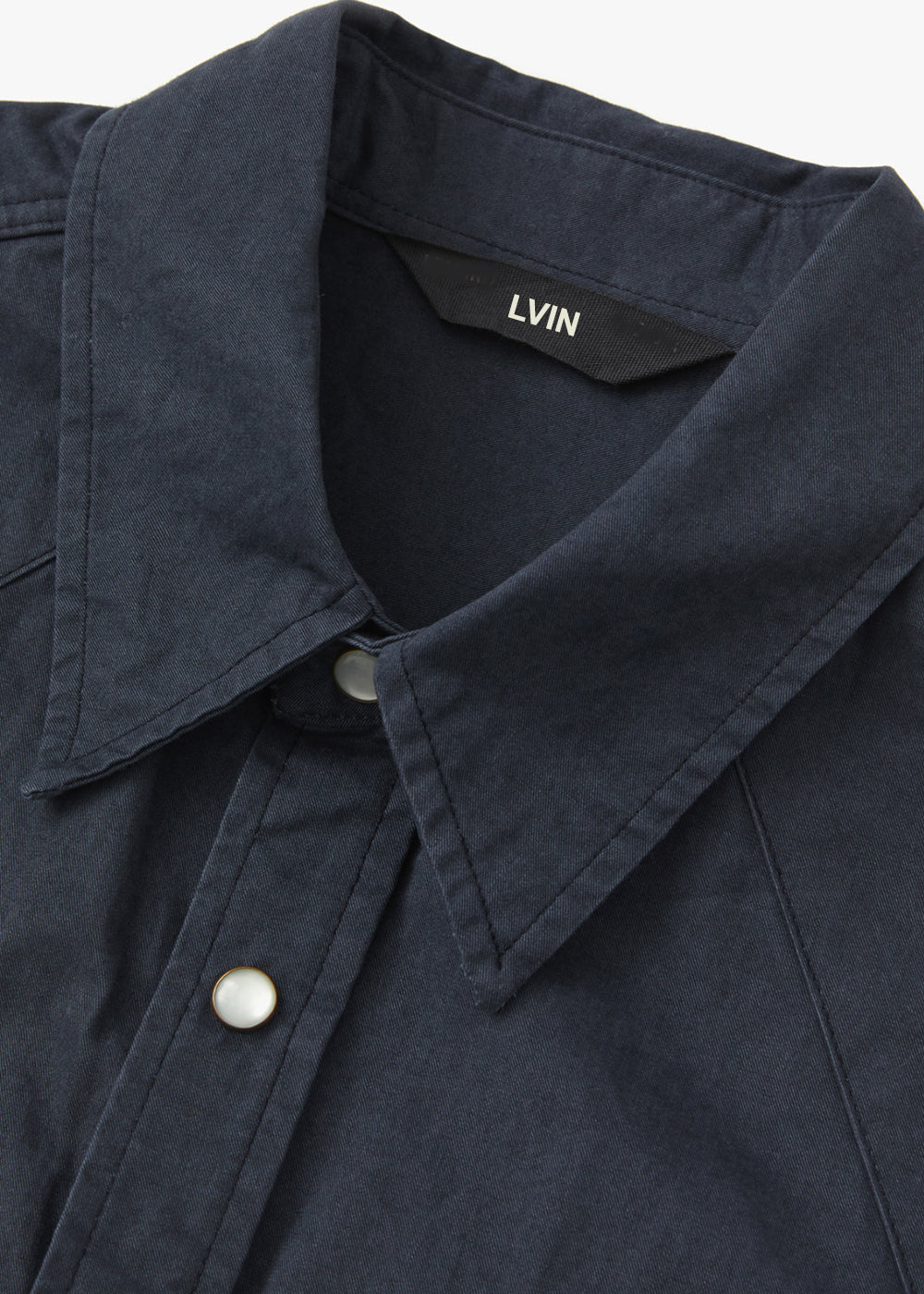 COTTON LONG SLEEVE WESTERN SHIRT_NAVY