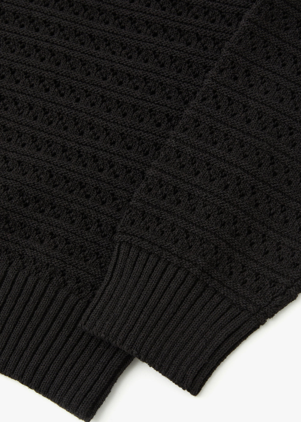 EYELET KNITTED SWEATER_BLACK