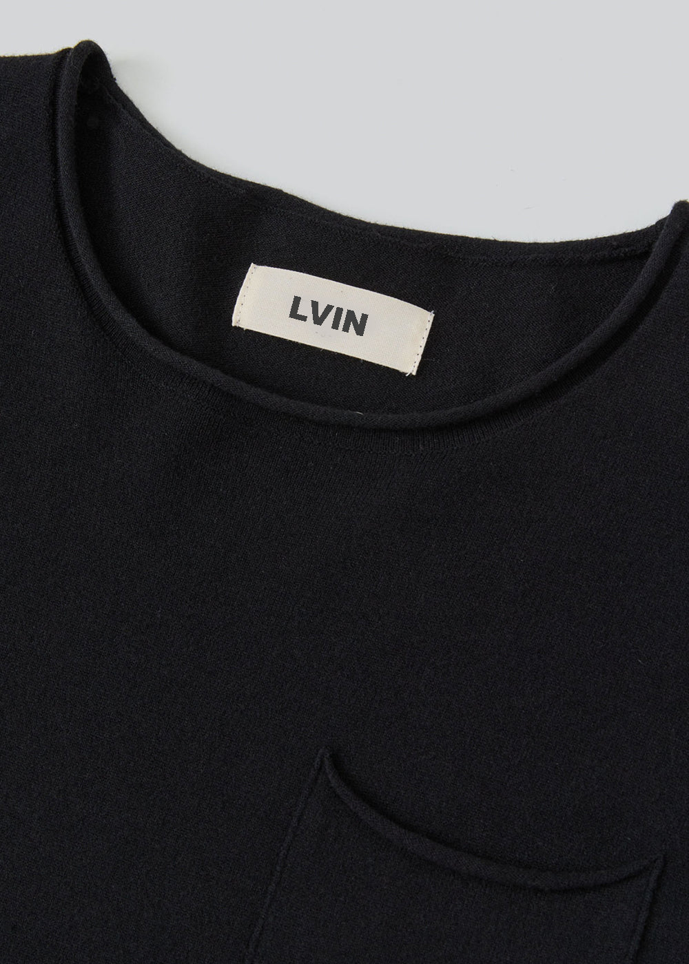 Single-Pocket Fine Pullover_ Black