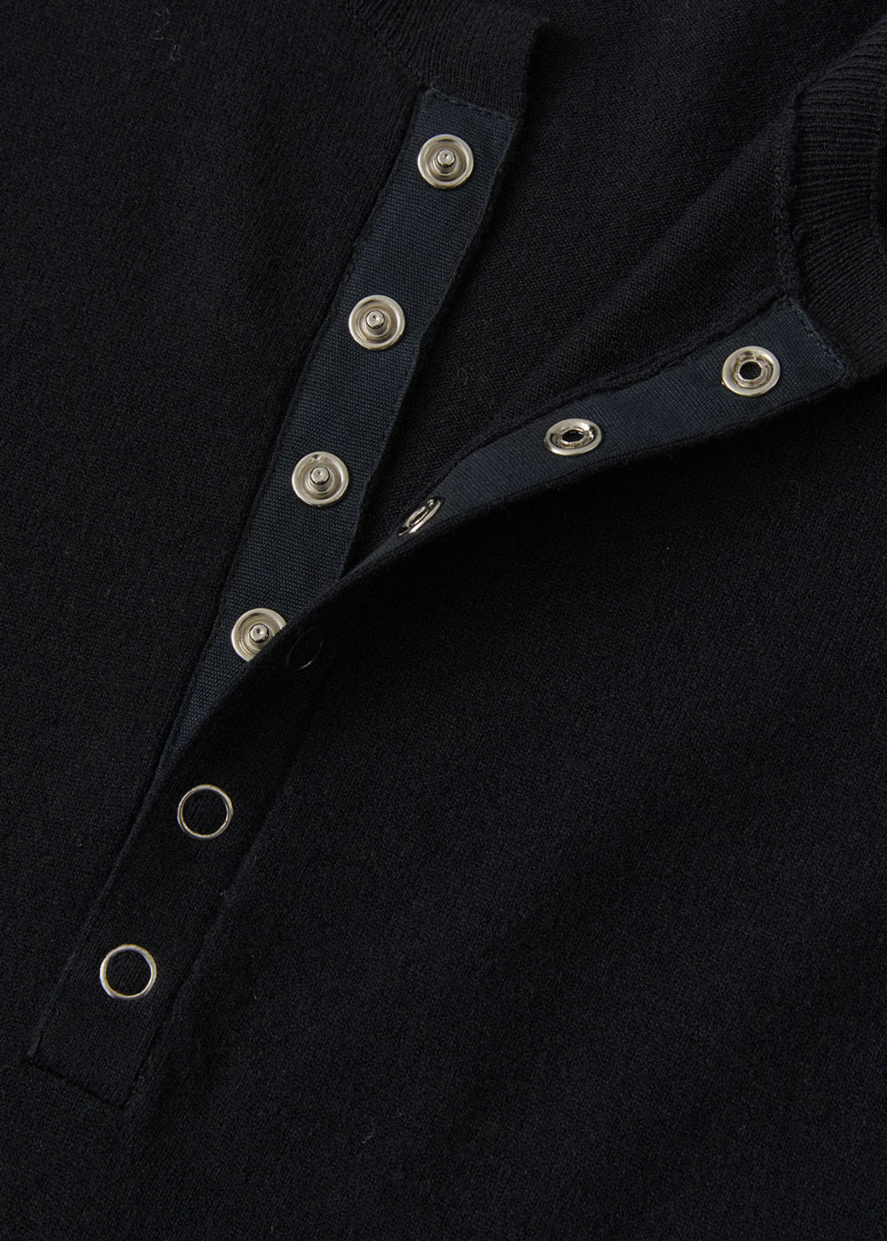 Rolled-Edge Henley Knit_ Black