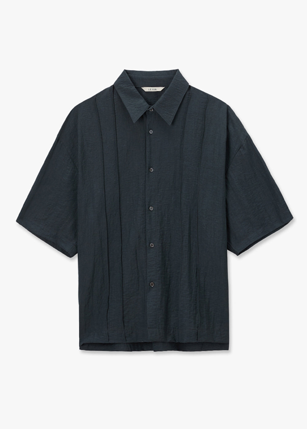 PIN TUCK POINT HALF SLEEVE SHIRTS_CHARCOAL