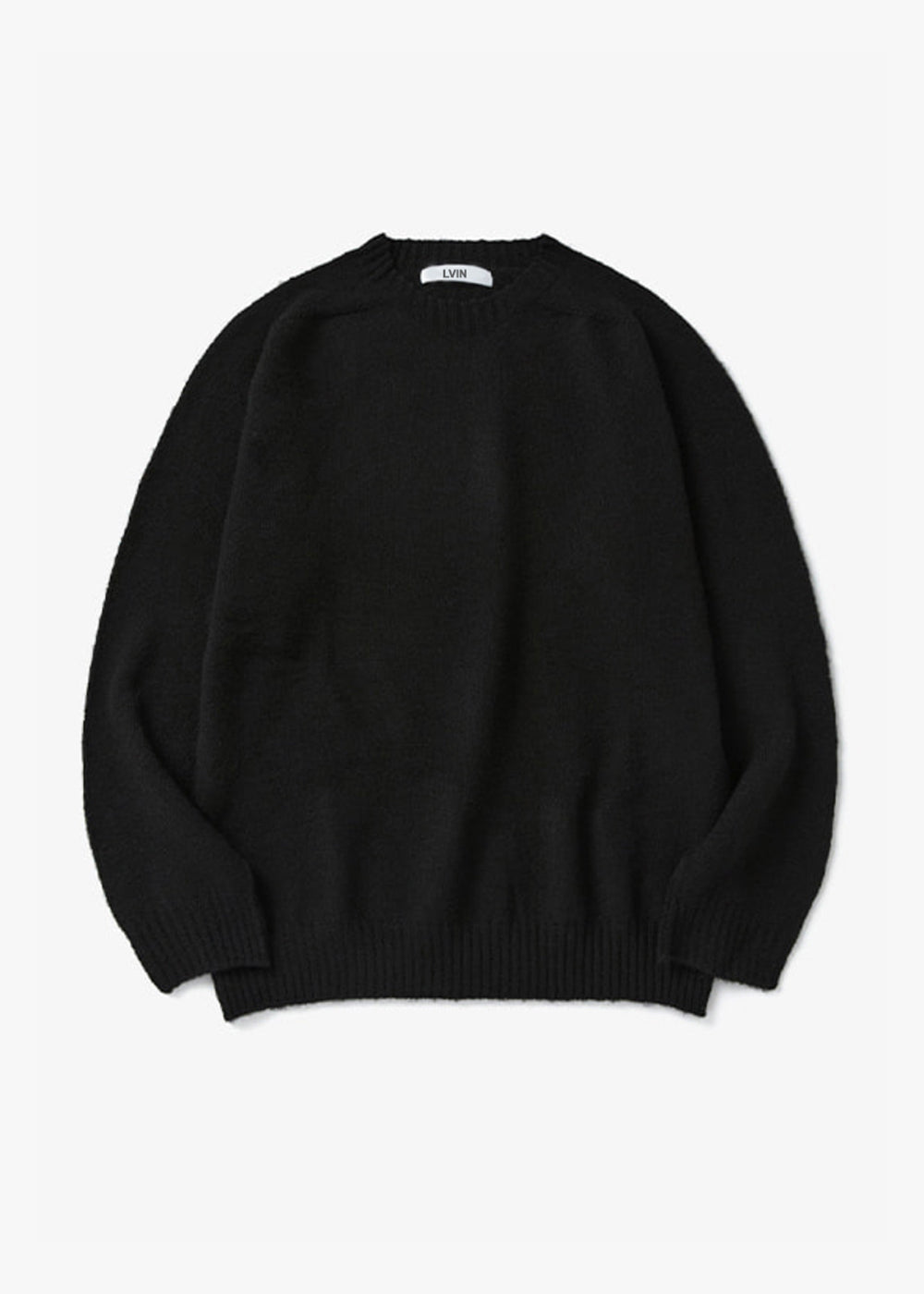 WHOLEGARMENT WOOL ROUND SWEATER_BLACK