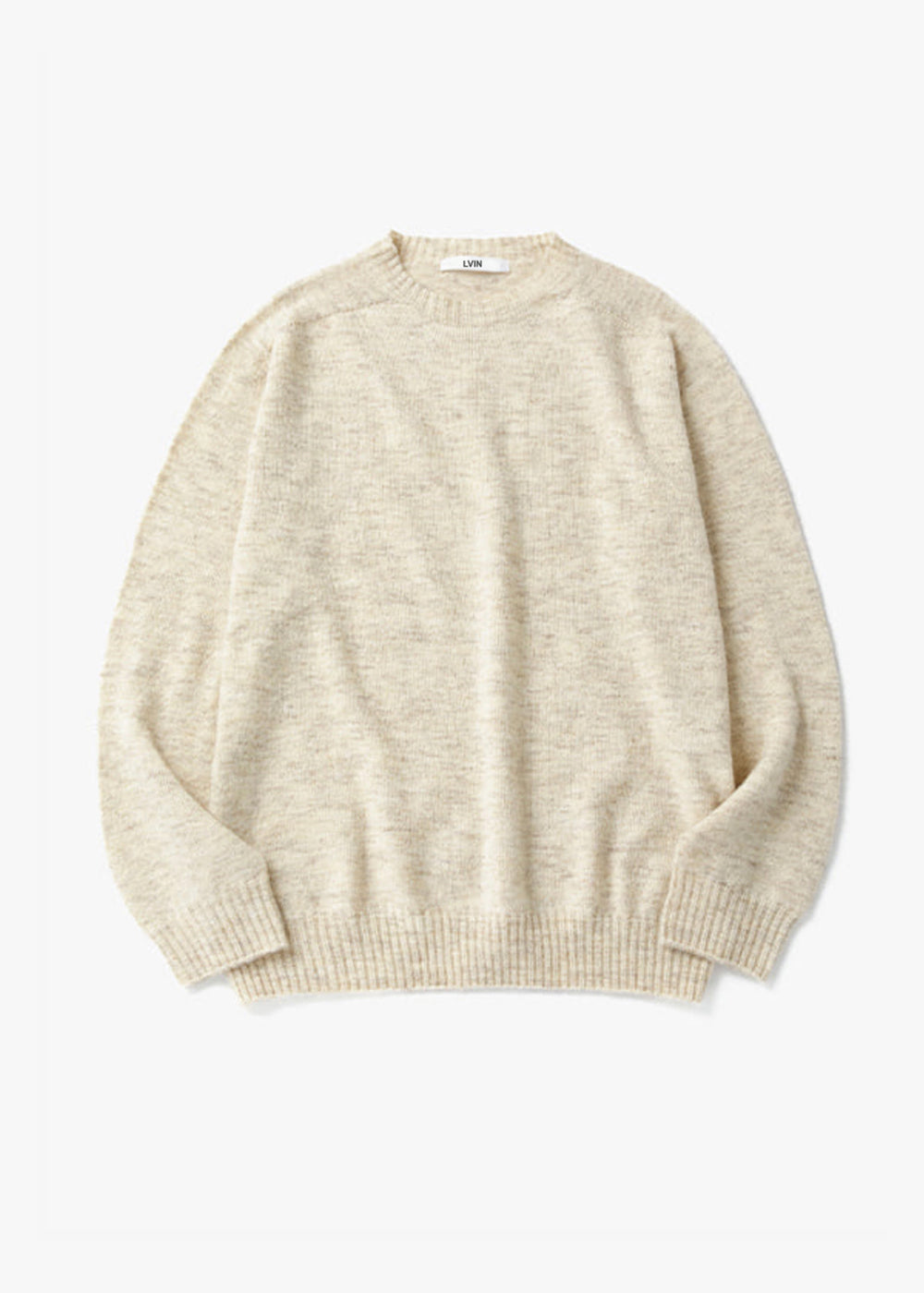 WHOLEGARMENT WOOL ROUND SWEATER_OATMEAL