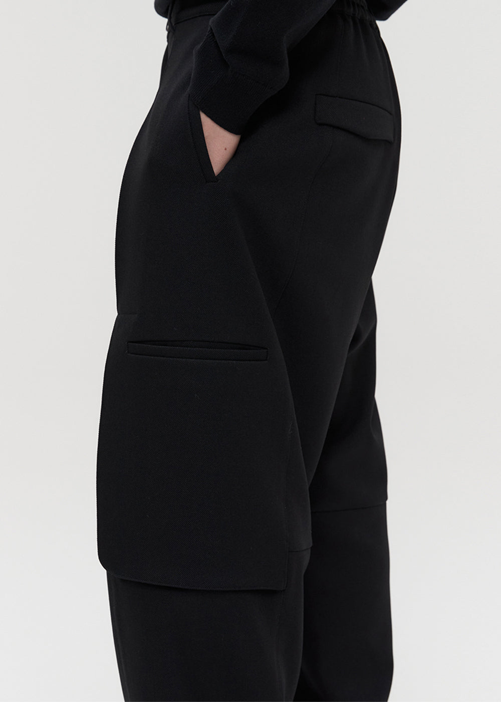 CARGO POCKET BANDING PANTS_BLACK