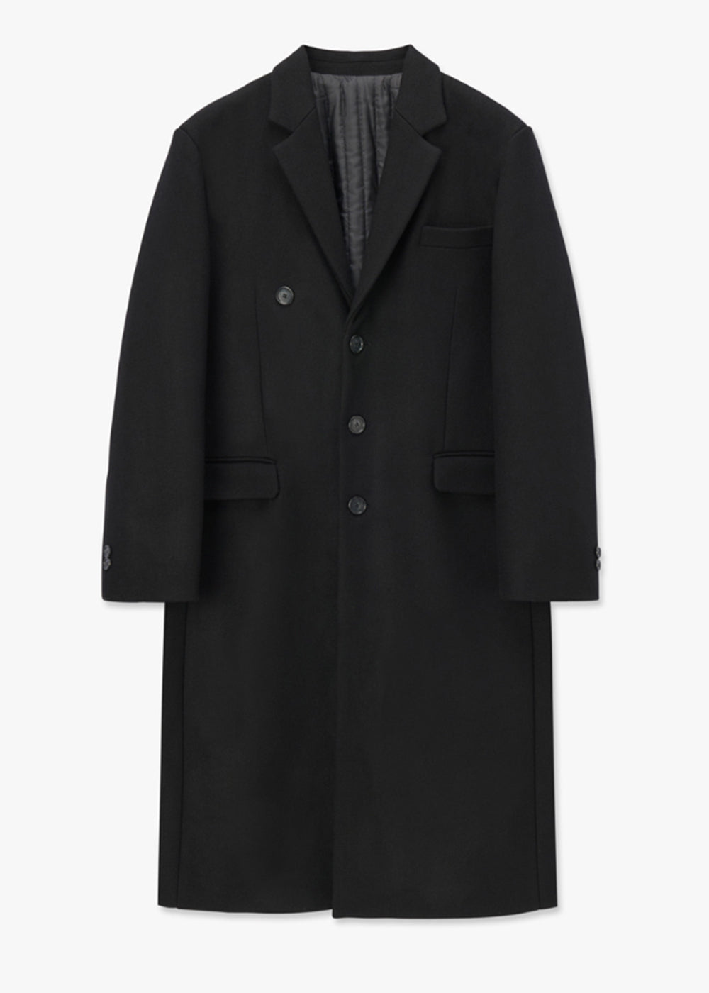 WOOL BLENDED SINGLE COAT_BLACK