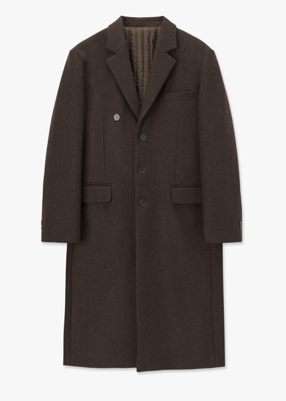 WOOL BLENDED SINGLE COAT_BROWN